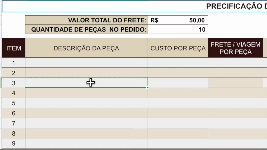 Demonstração da Planilha